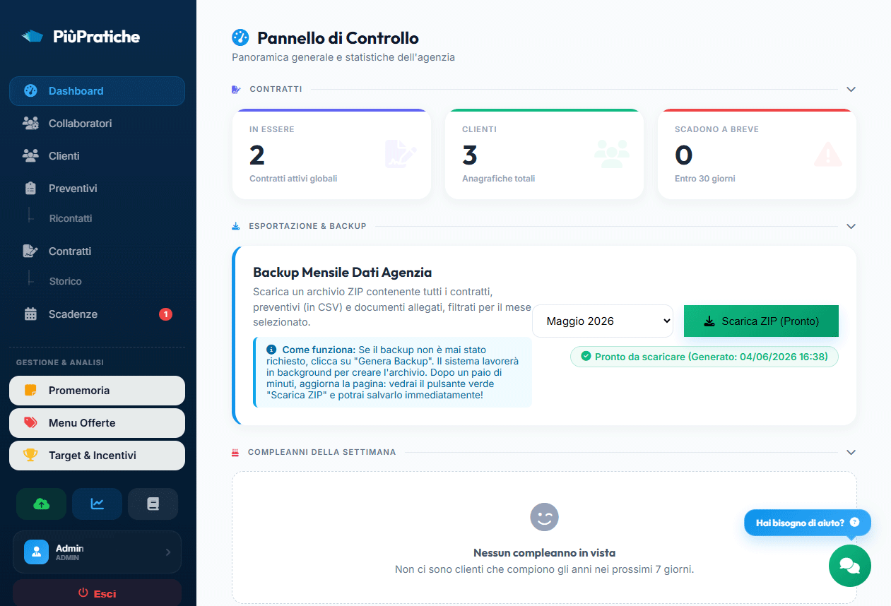 PiùPratiche Dashboard Preview